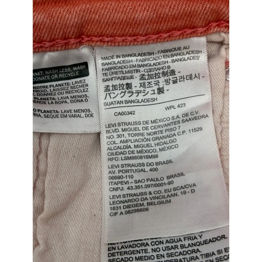 Levi's 511 Slim Jeans Mens 31x32‎ Coral Pink Salmon Tropical Palm Leaf Pattern